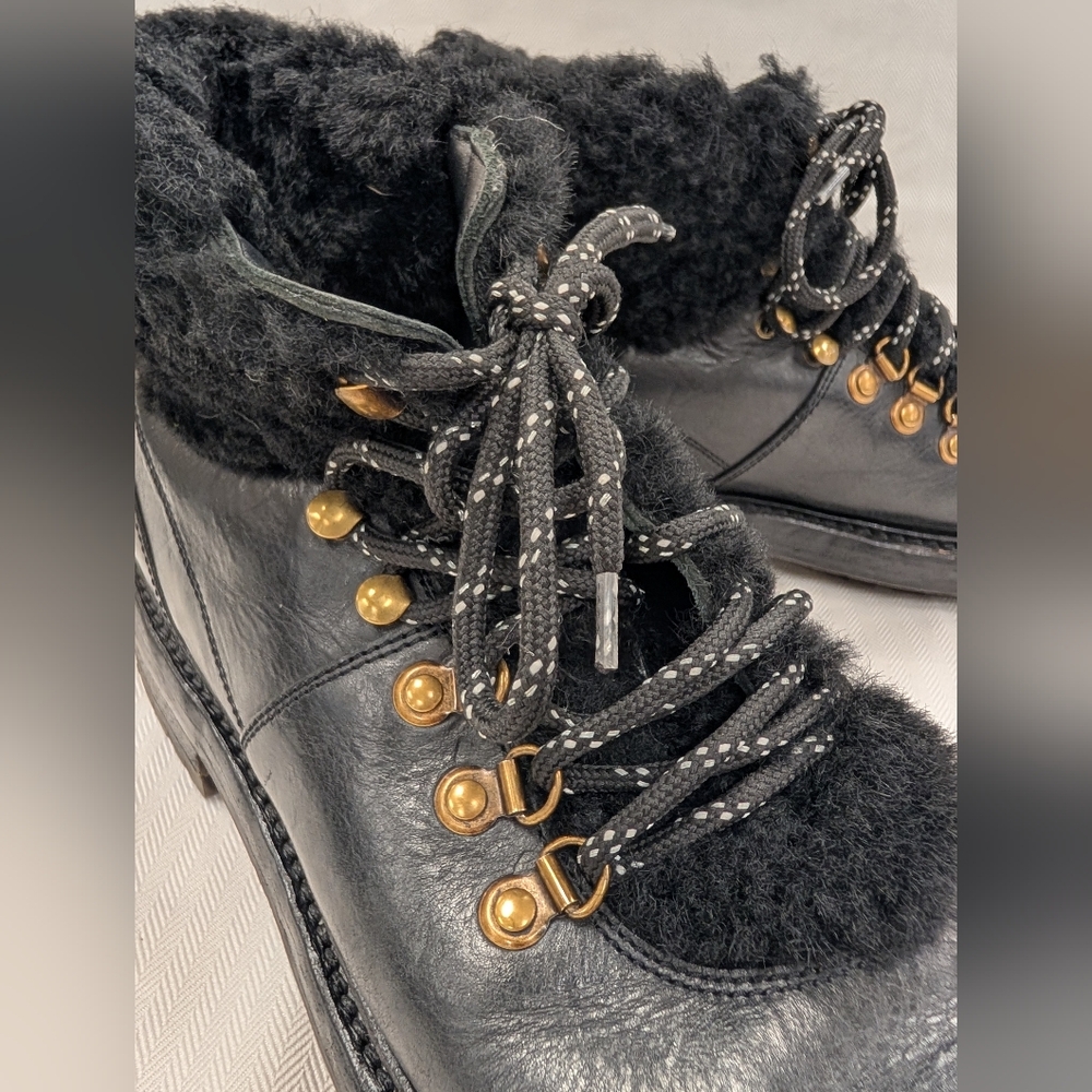 Dolce & Gabbana Black Trekking Fur-Lined Leather Boots Size 11 - Picture 5 of 10